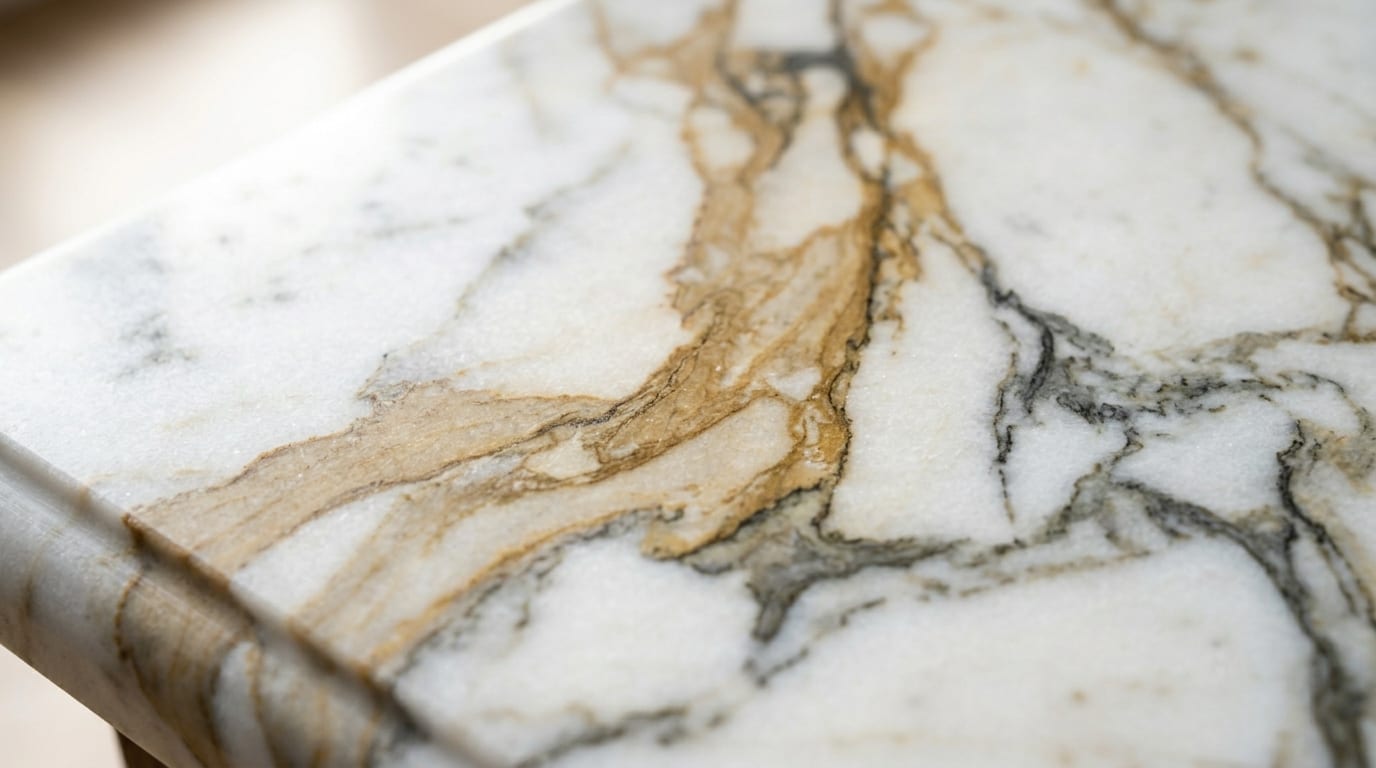 Stone worktop detail, bespoke kitchen West Yorkshire